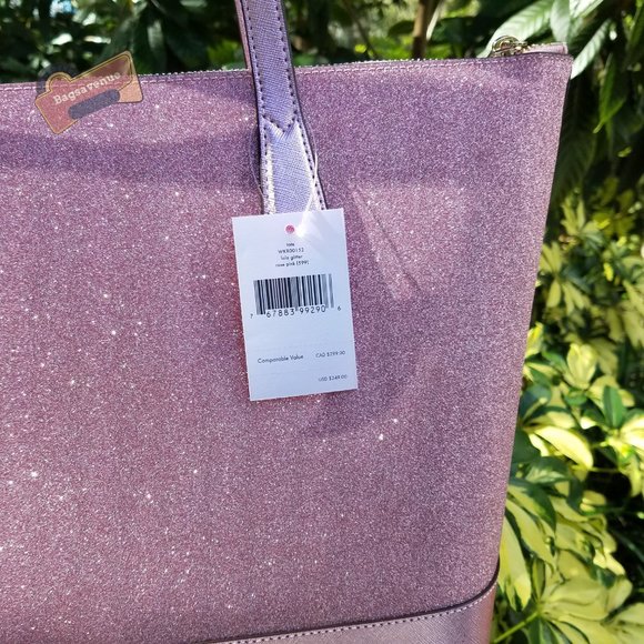 Rose Pink Lola Glitter Tote Bag Kate Spade glitter - Picture 7 of 13